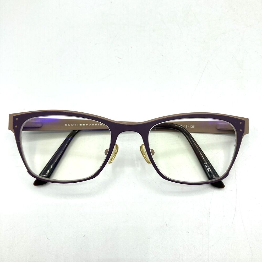 Scott Harris Europa SH-392 Eyeglasses Frame C1 Purple Plum / Camel 47-19-135
